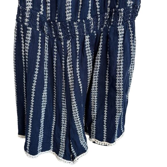 Lulus See Ya There Navy Blue Print Off The Shoulder Romper - Picture 6 of 8